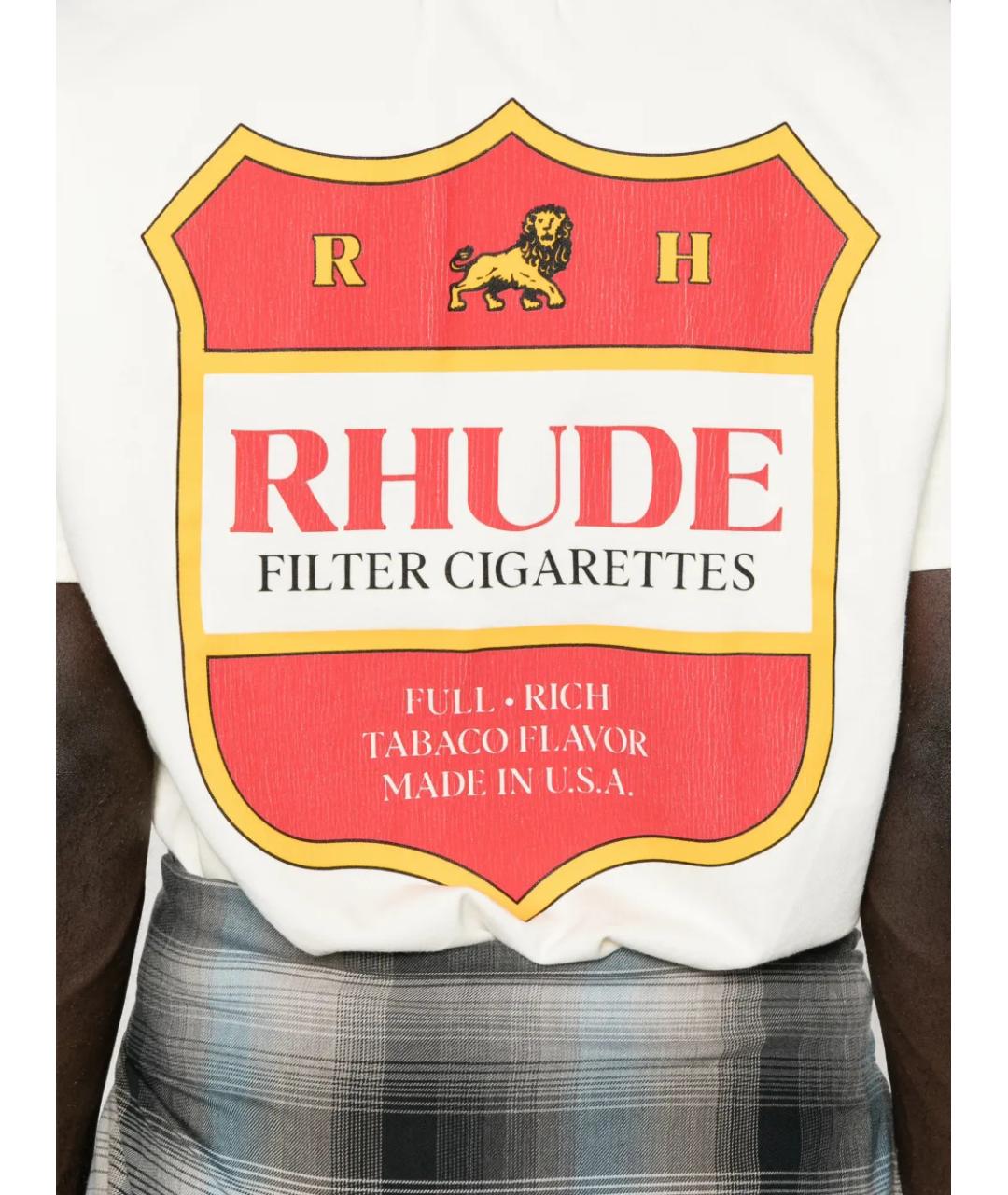 RHUDE Белая хлопковая футболка, фото 4