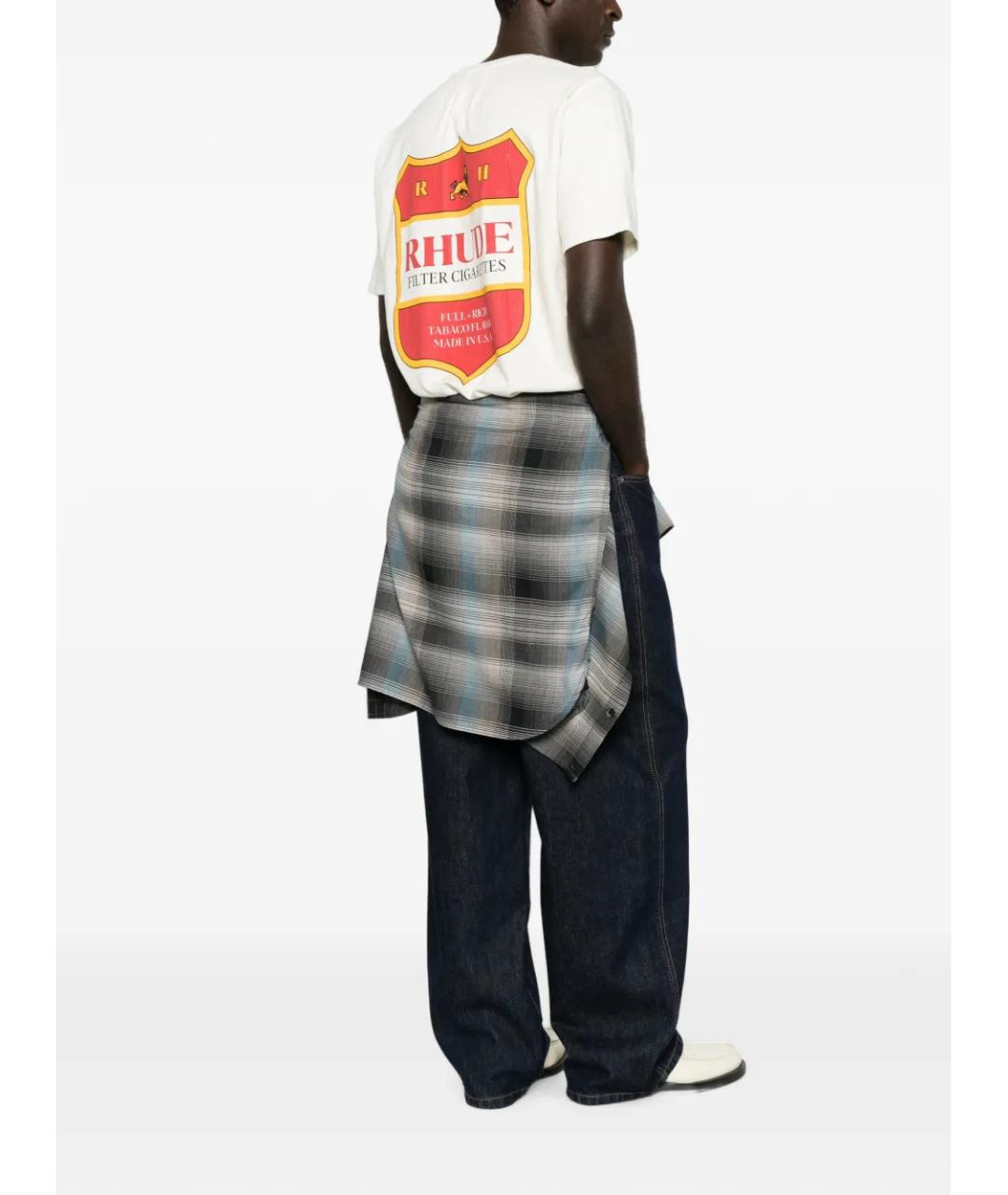 RHUDE Белая хлопковая футболка, фото 2