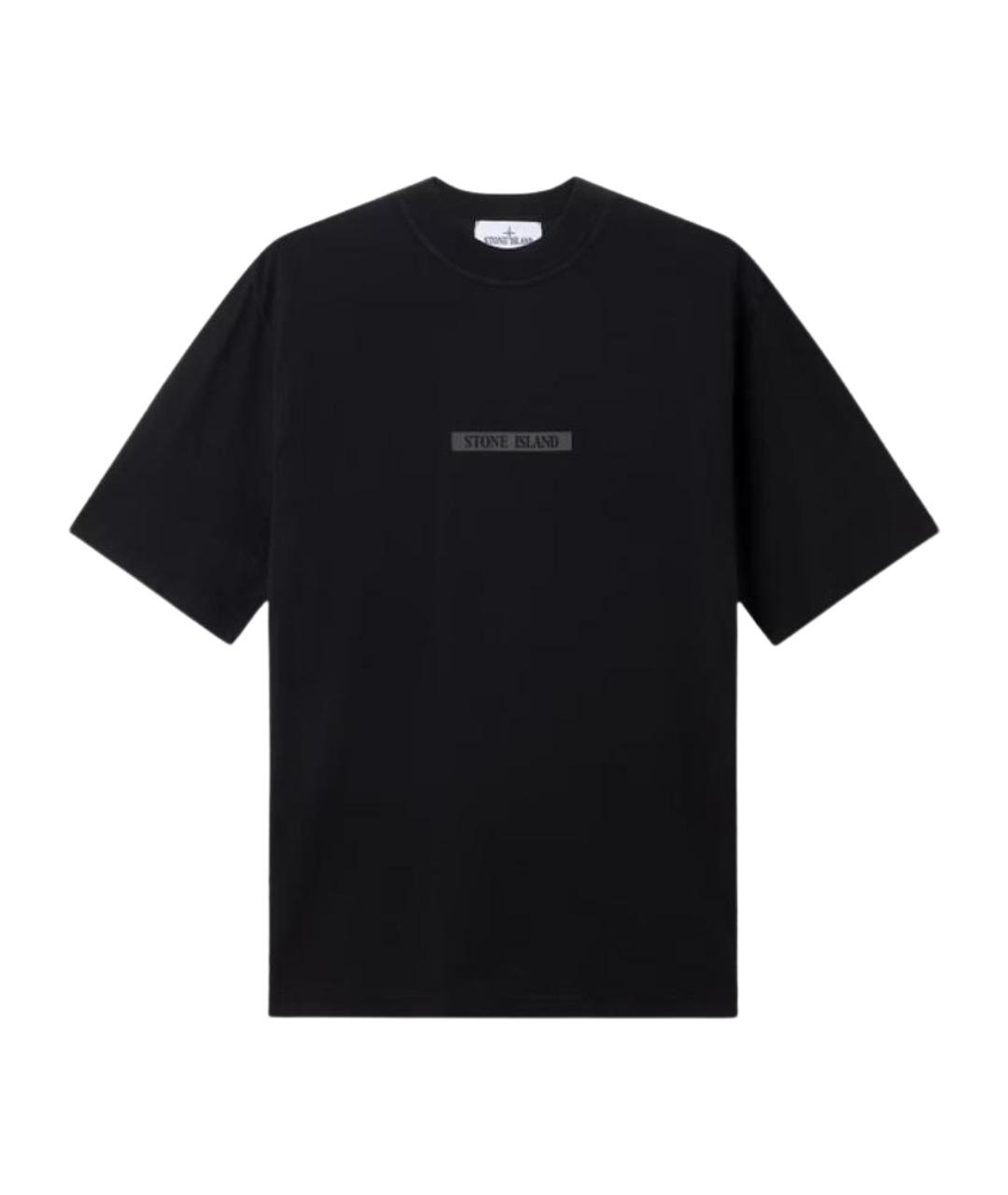 STONE ISLAND Черная хлопковая футболка, фото 1
