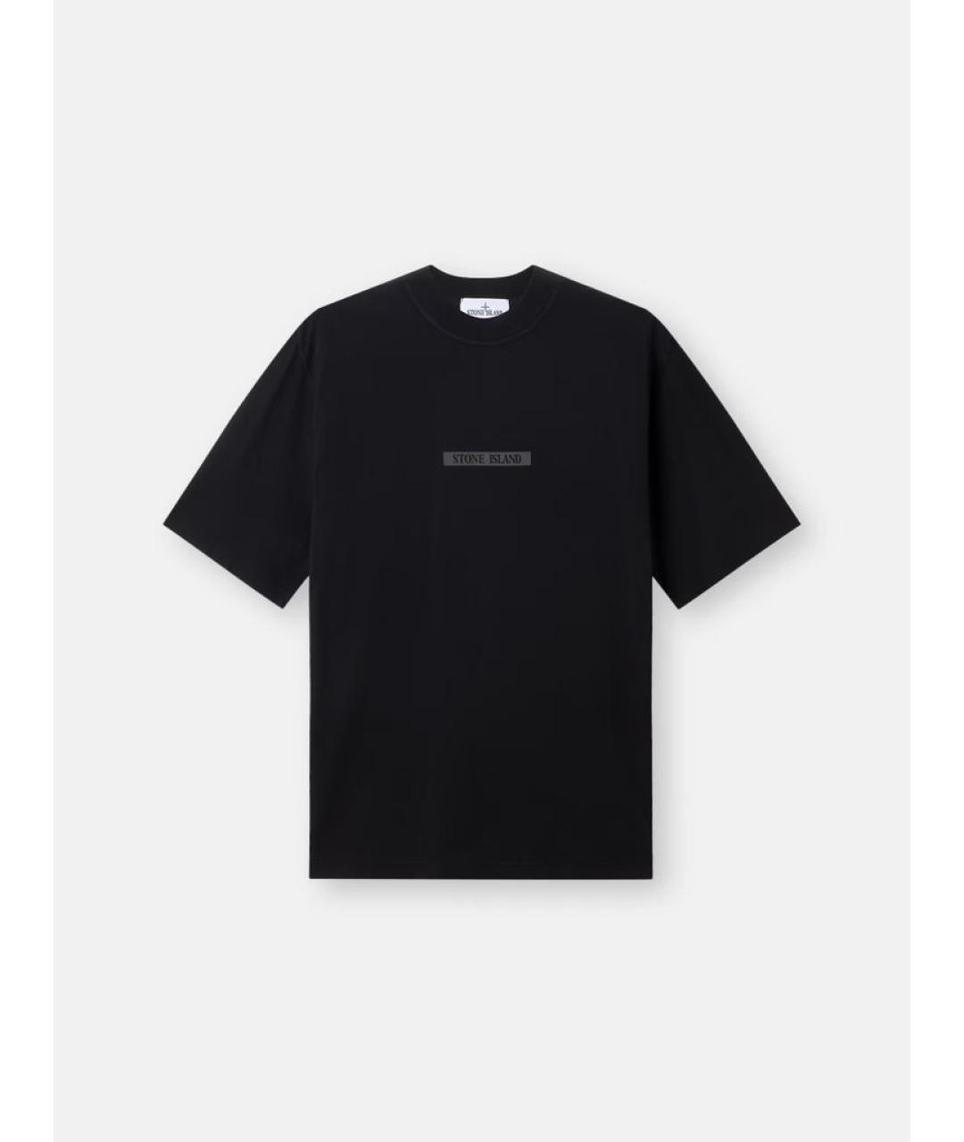 STONE ISLAND Черная хлопковая футболка, фото 4