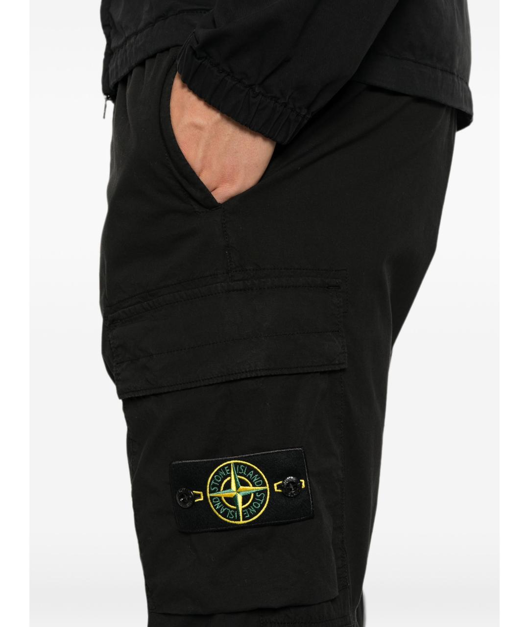 STONE ISLAND Черные хлопковые повседневные брюки, фото 2