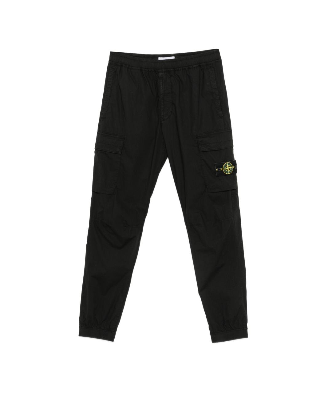 STONE ISLAND Черные хлопковые повседневные брюки, фото 1