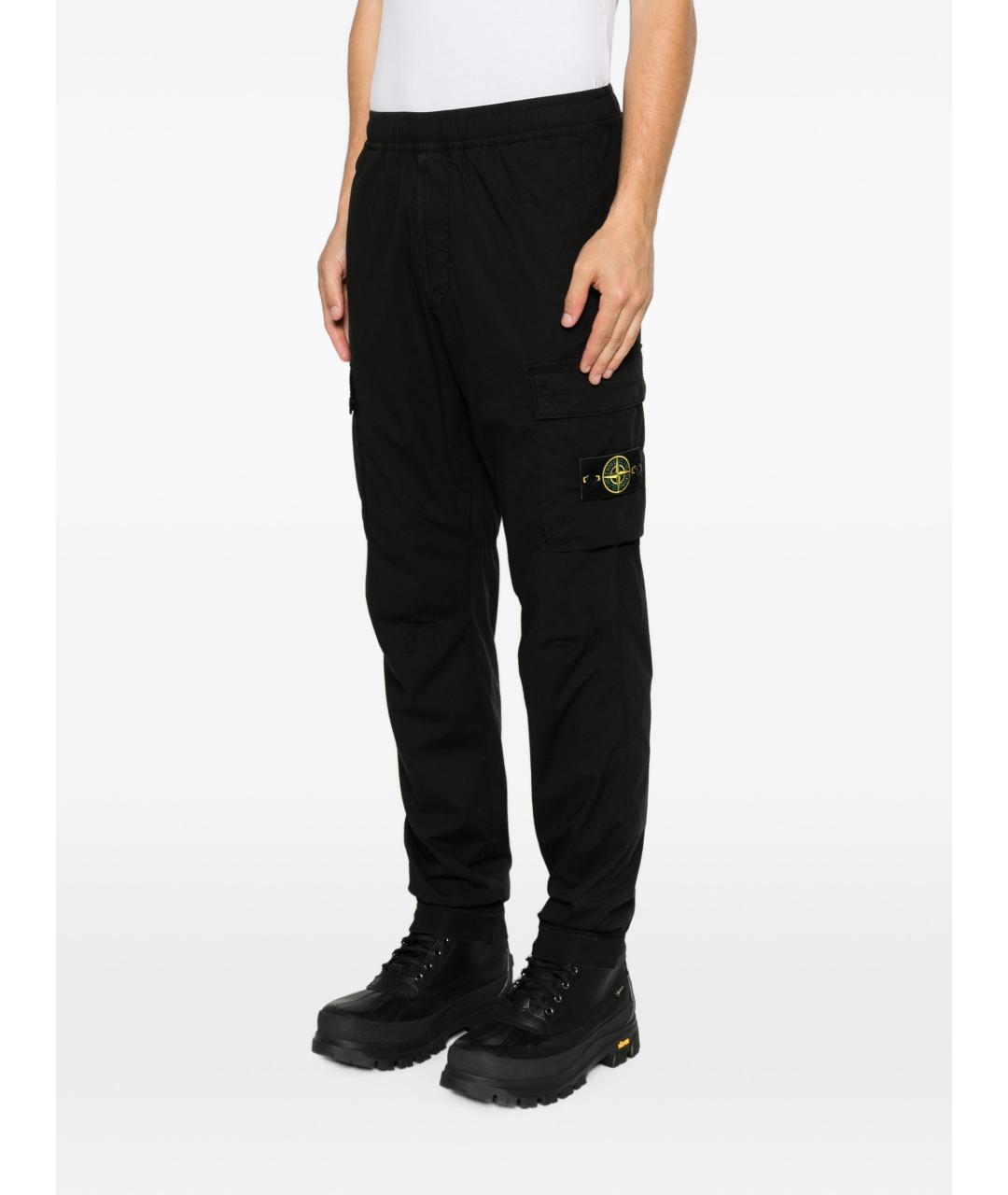 STONE ISLAND Черные хлопковые повседневные брюки, фото 3