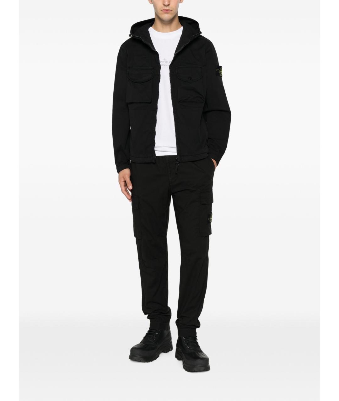 STONE ISLAND Черные хлопковые повседневные брюки, фото 4