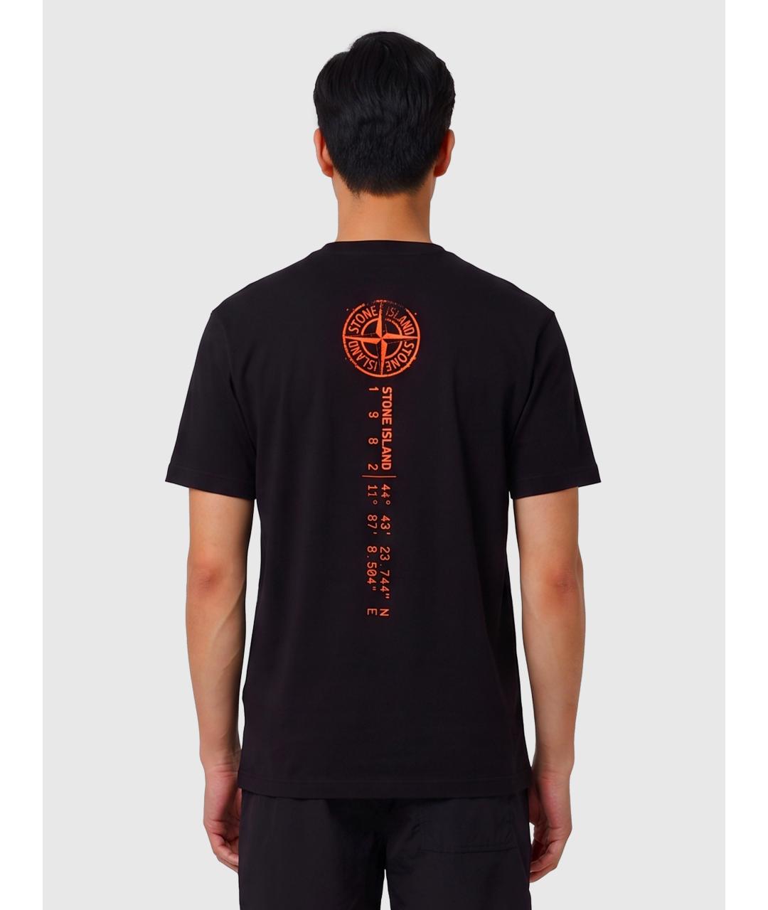 STONE ISLAND Черная хлопковая футболка, фото 4