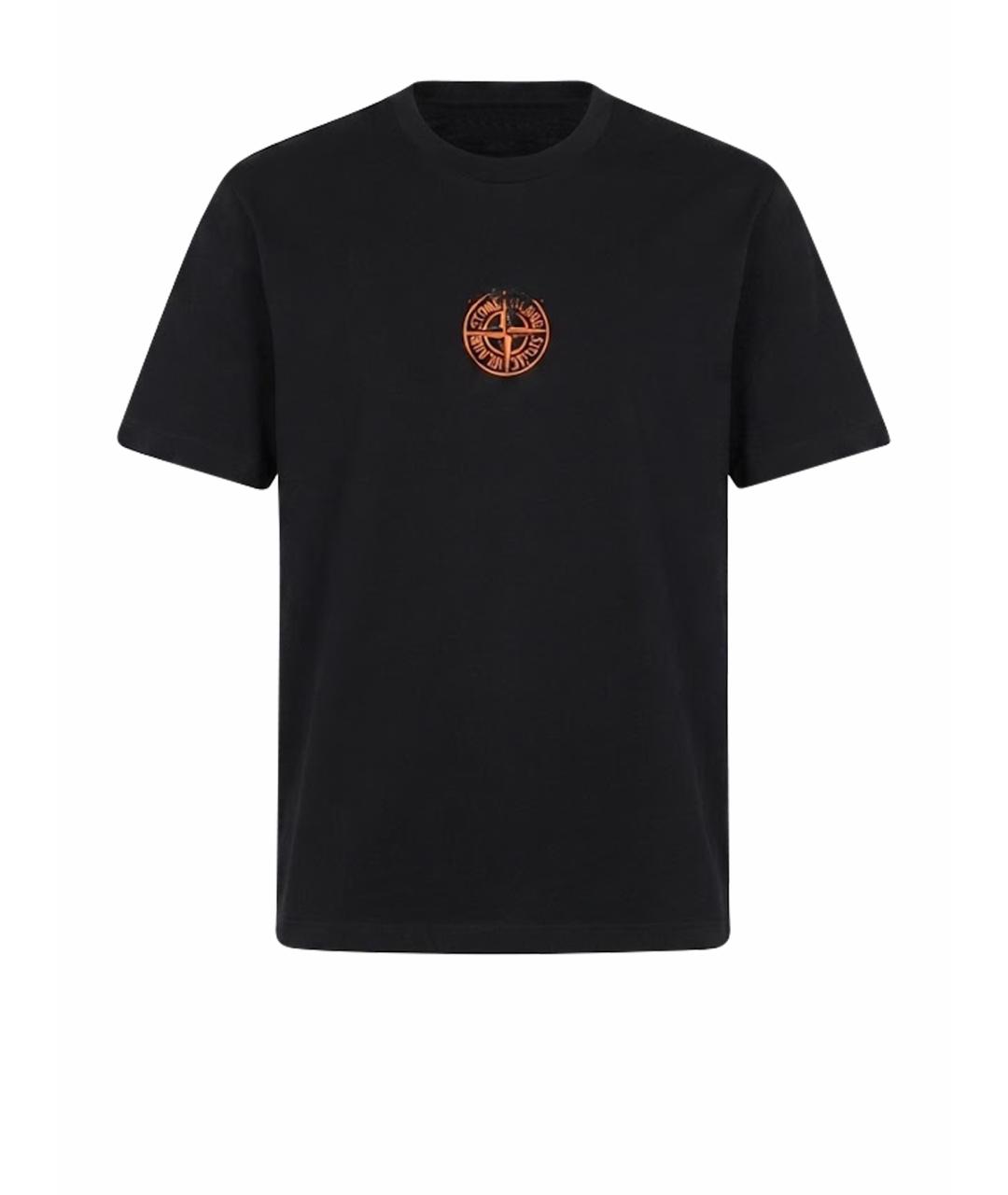 STONE ISLAND Черная хлопковая футболка, фото 1