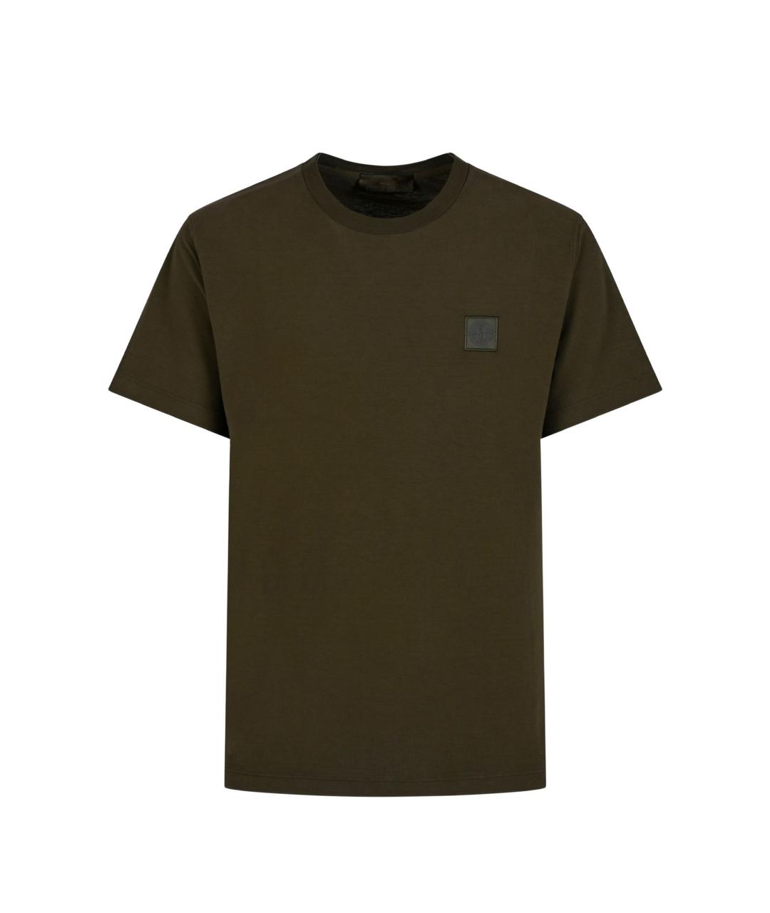 STONE ISLAND Хаки хлопковая футболка, фото 1