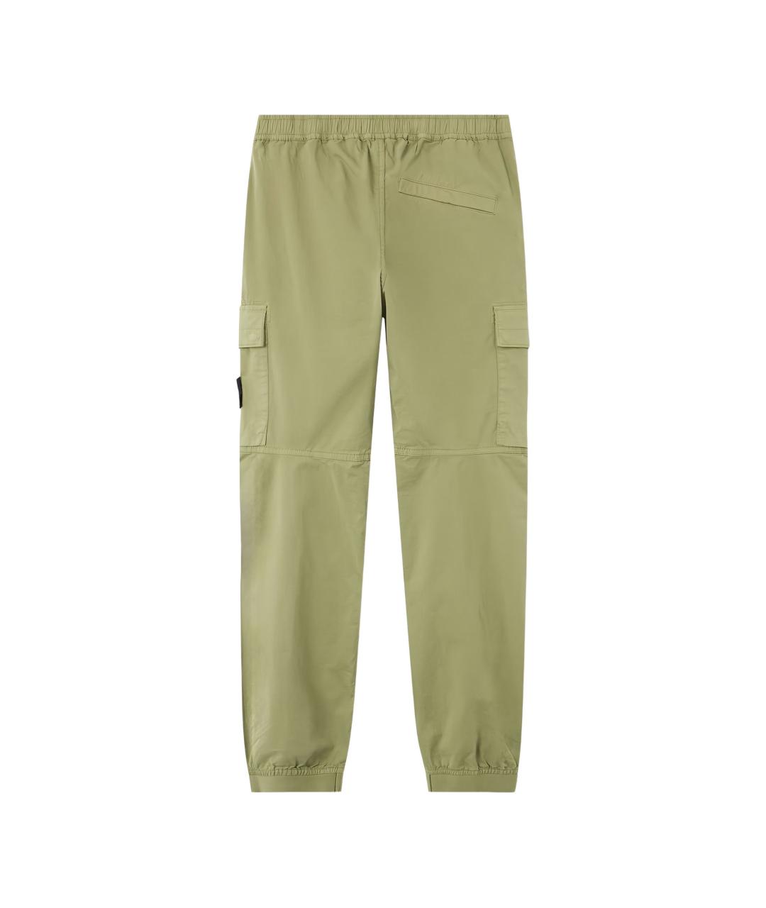 STONE ISLAND Зеленые хлопковые повседневные брюки, фото 2