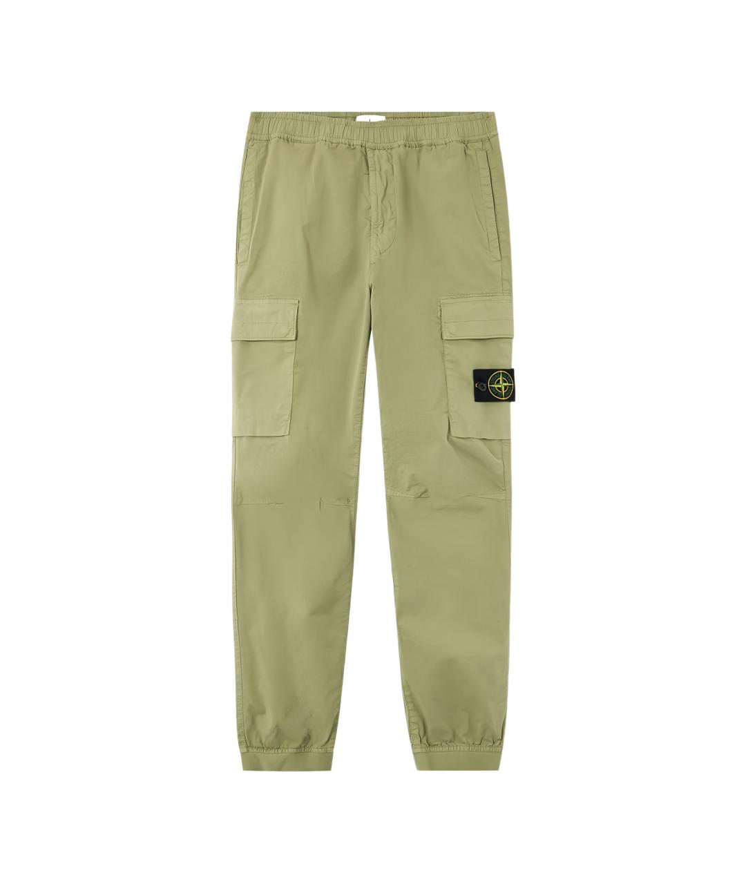 STONE ISLAND Зеленые хлопковые повседневные брюки, фото 1
