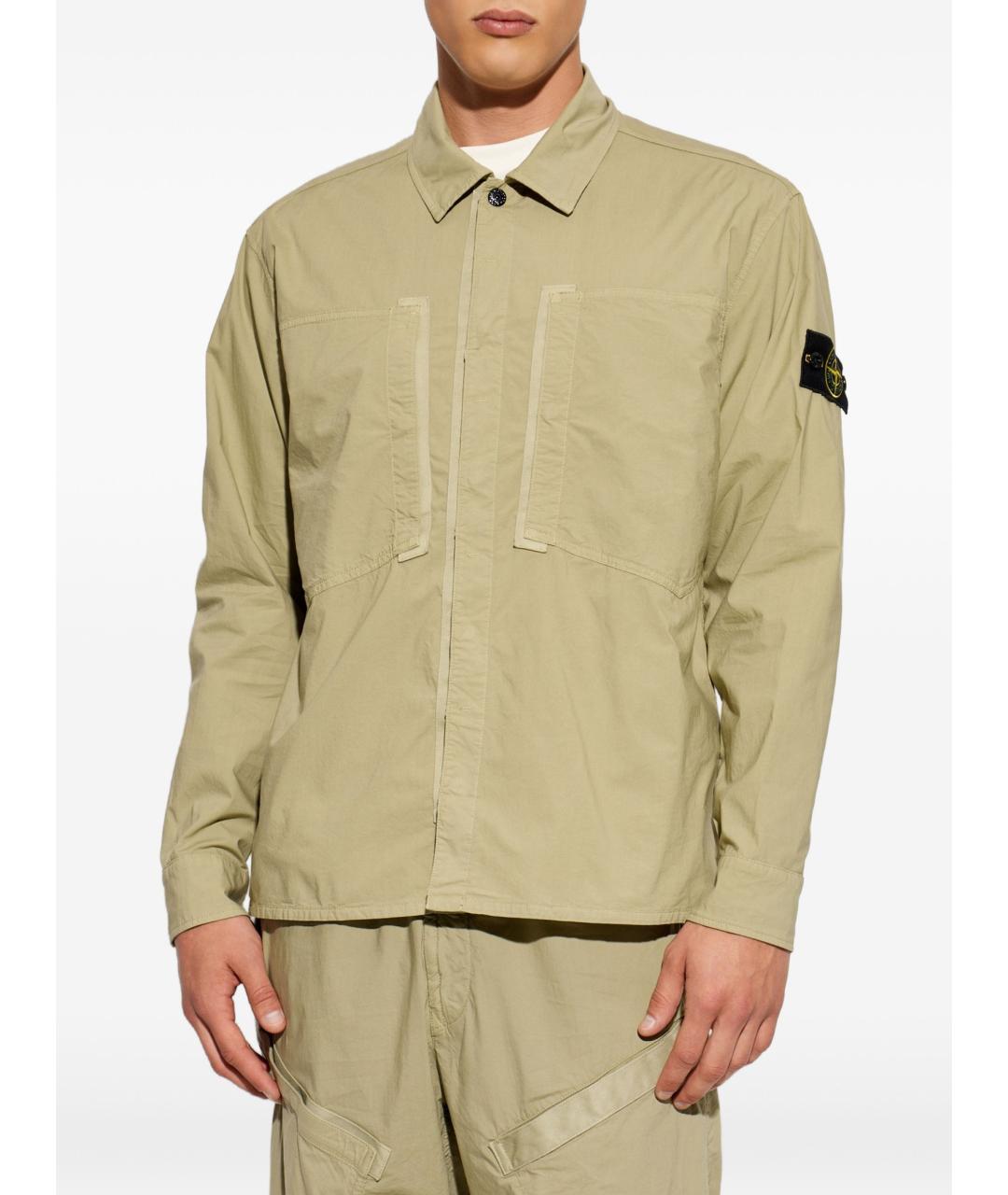 STONE ISLAND Зеленая хлопковая кэжуал рубашка, фото 4