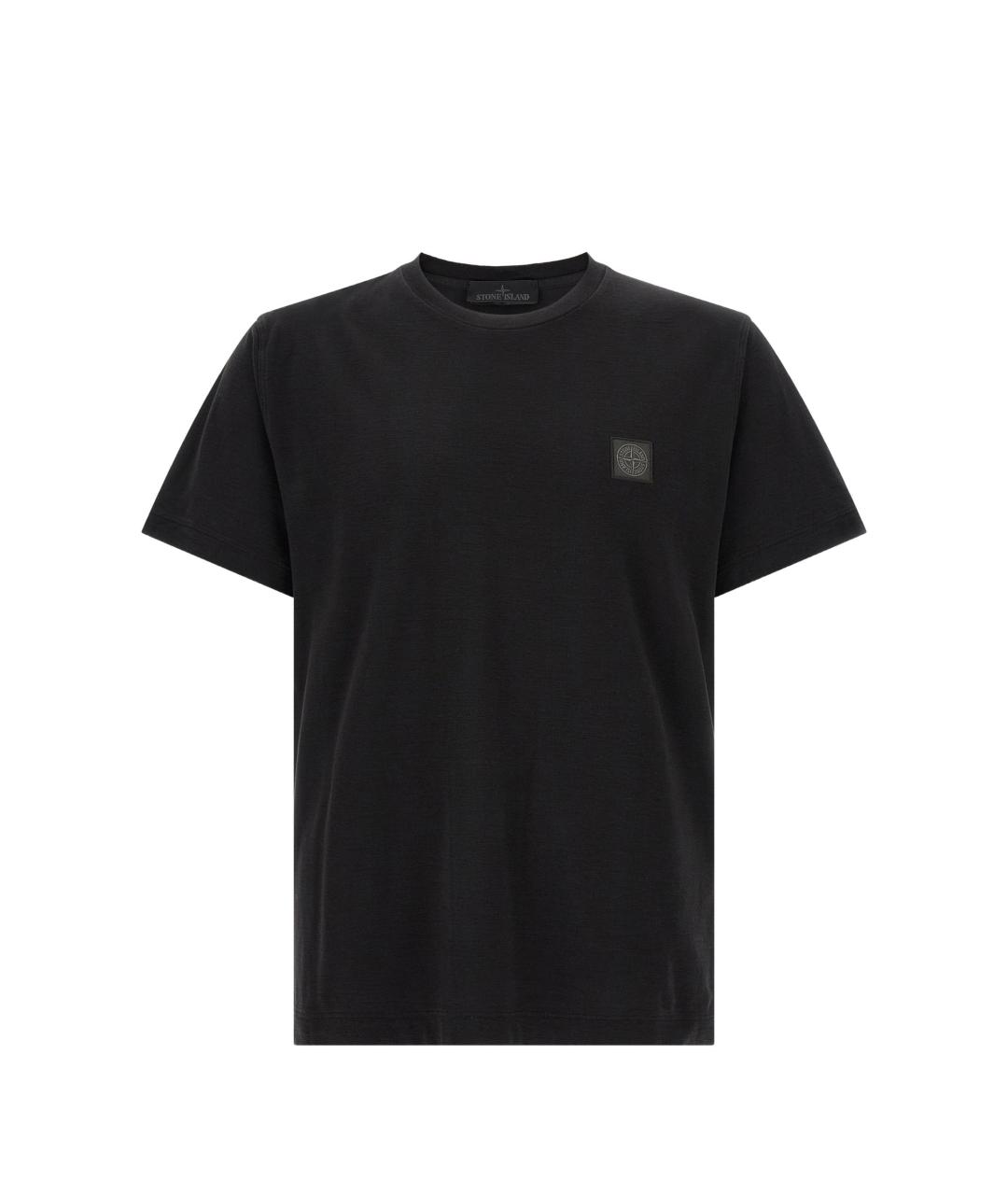 STONE ISLAND Черная хлопковая футболка, фото 1
