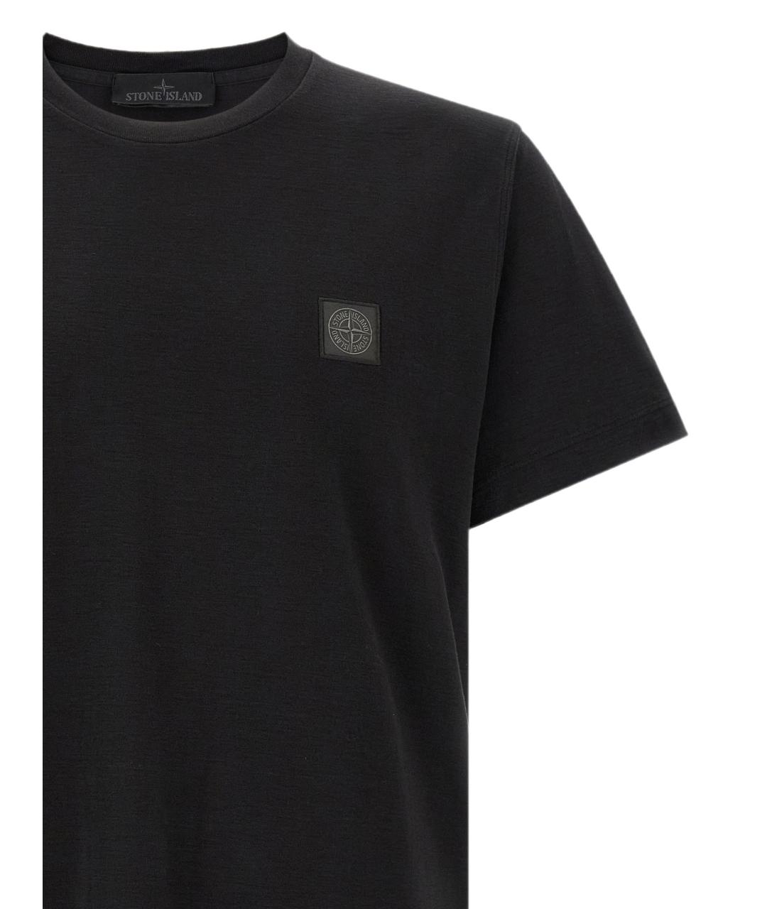 STONE ISLAND Черная хлопковая футболка, фото 3