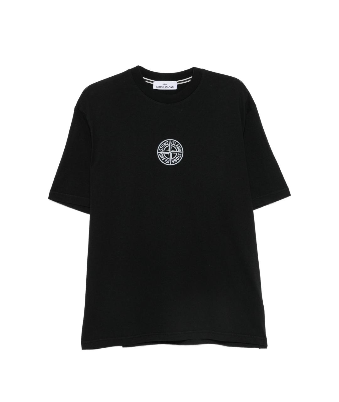 STONE ISLAND Черная хлопковая футболка, фото 1