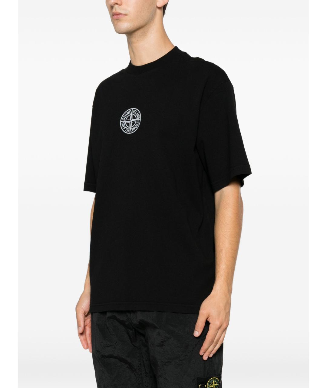 STONE ISLAND Черная хлопковая футболка, фото 3