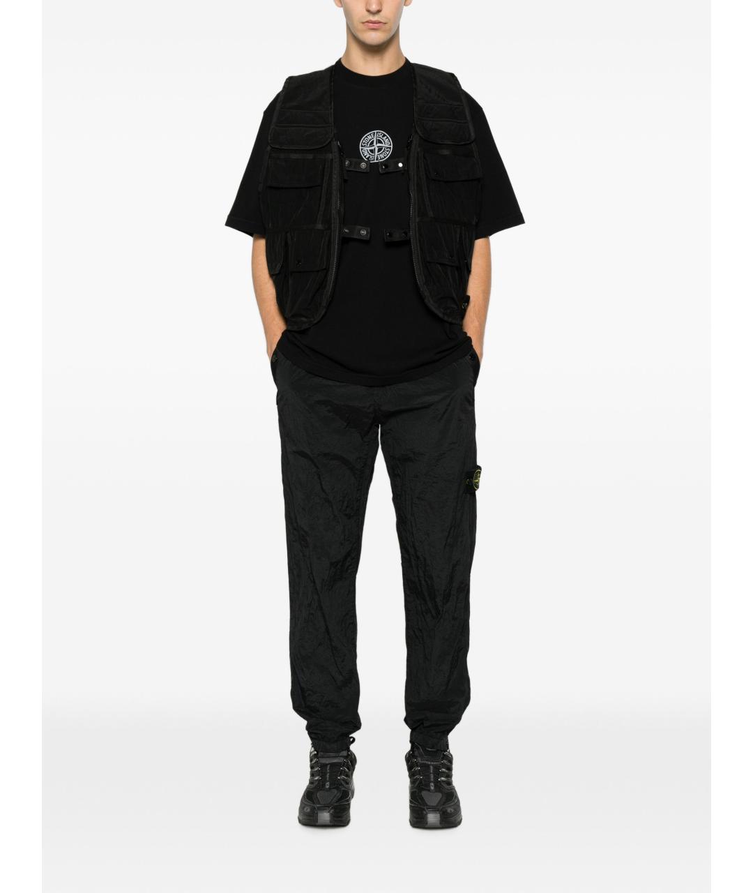 STONE ISLAND Черная хлопковая футболка, фото 2