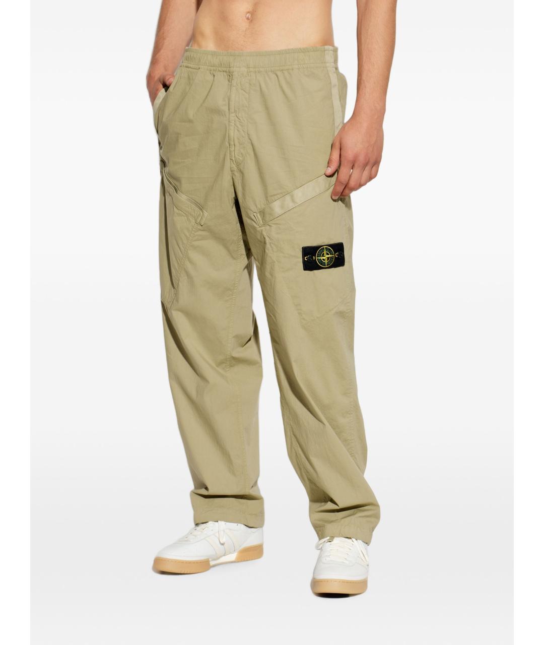 STONE ISLAND Зеленые хлопковые повседневные брюки, фото 3