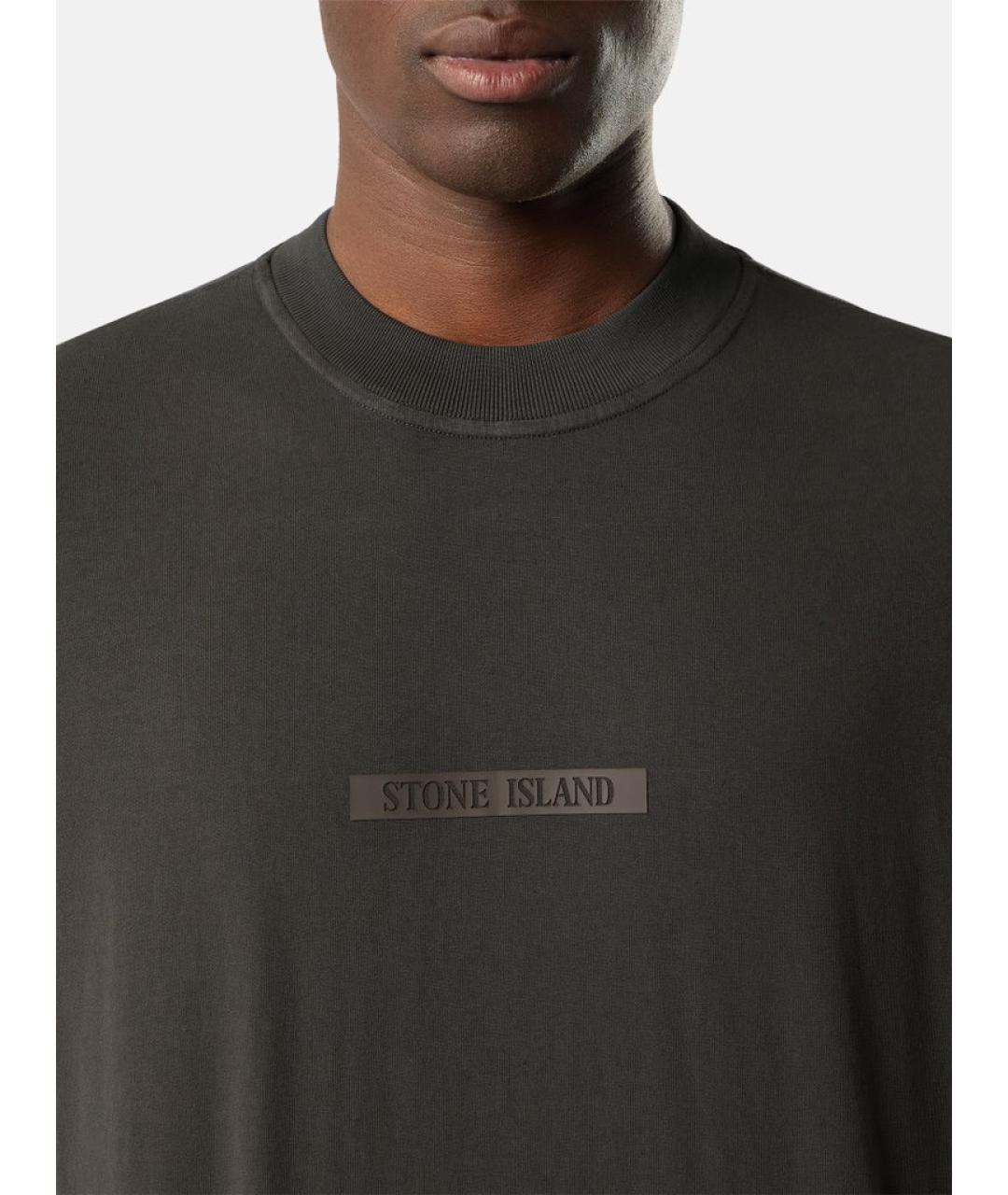 STONE ISLAND Серая хлопковая футболка, фото 3