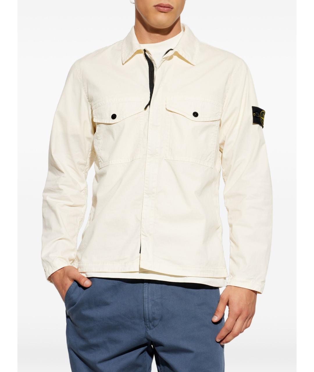 STONE ISLAND Белая хлопковая кэжуал рубашка, фото 4