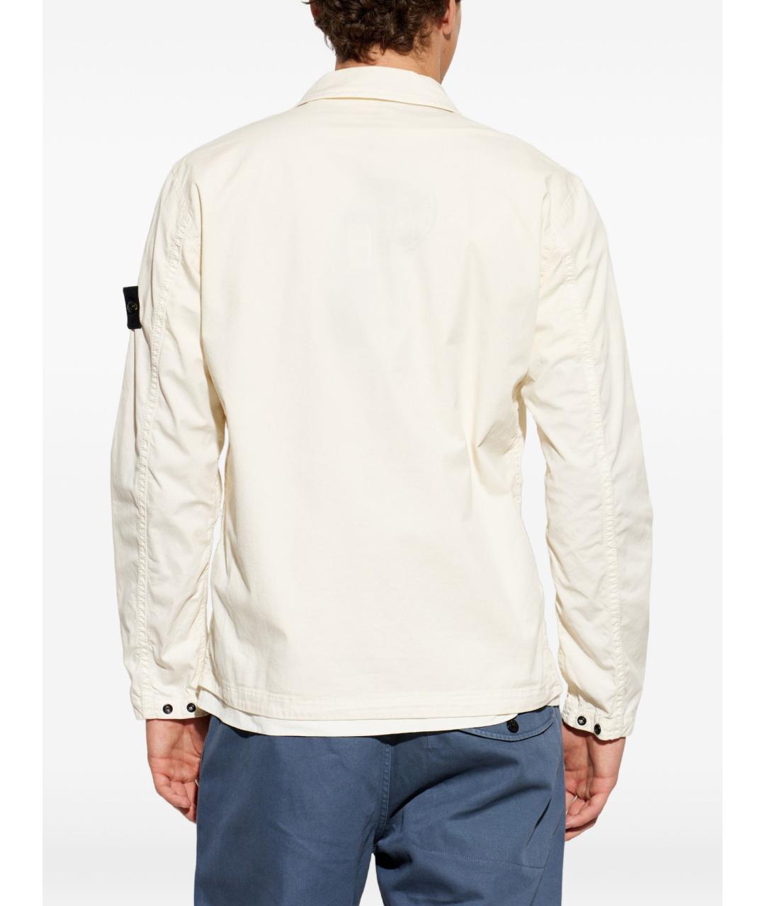 STONE ISLAND Белая хлопковая кэжуал рубашка, фото 3