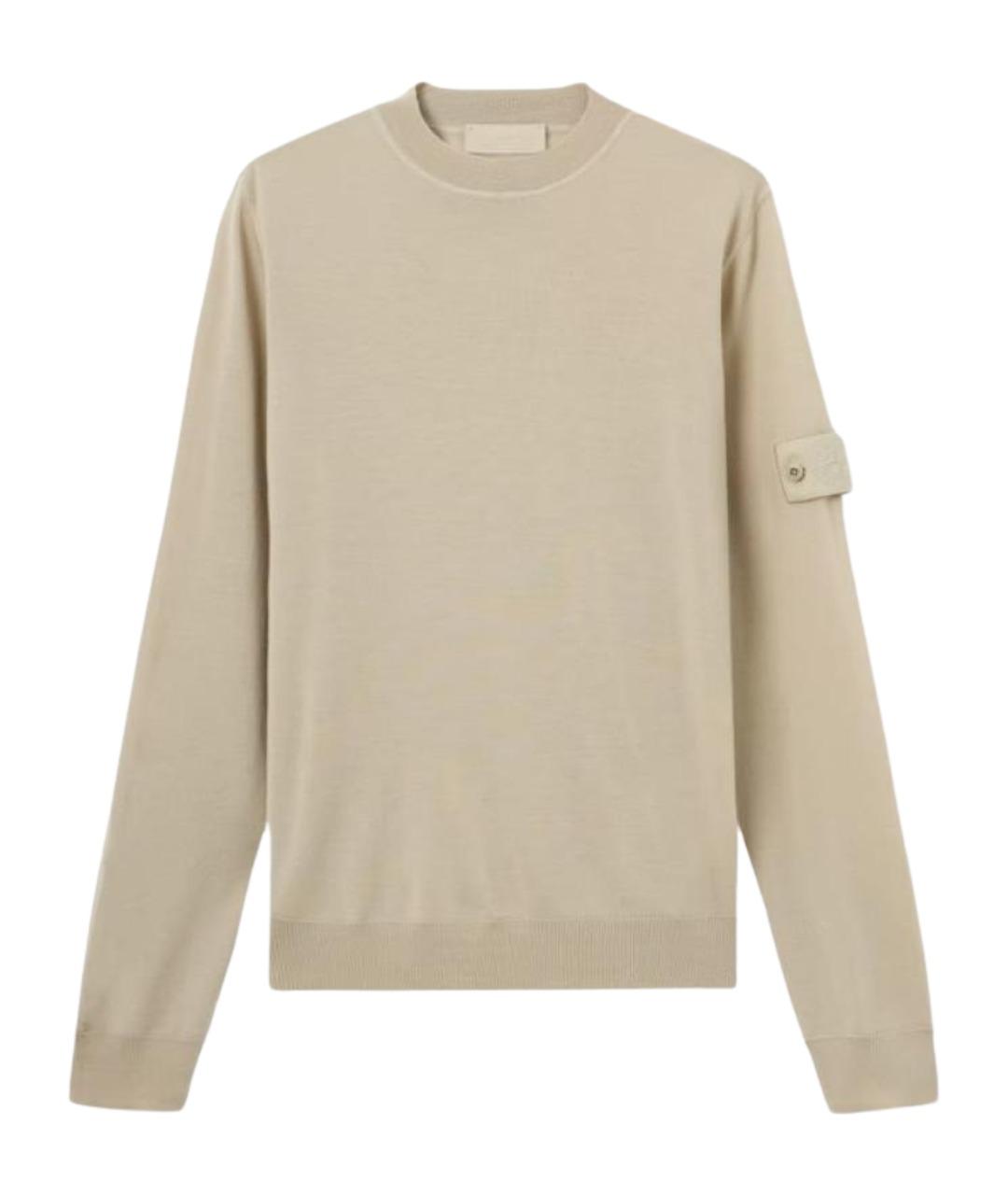 STONE ISLAND Бежевый шерстяной джемпер / свитер, фото 1