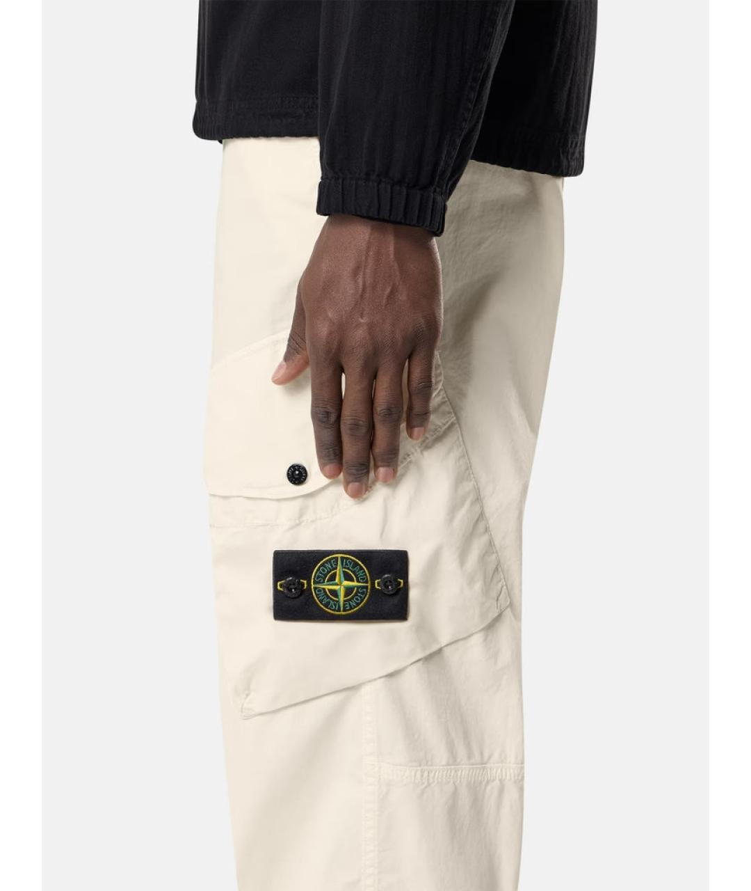 STONE ISLAND Белые хлопковые повседневные брюки, фото 2