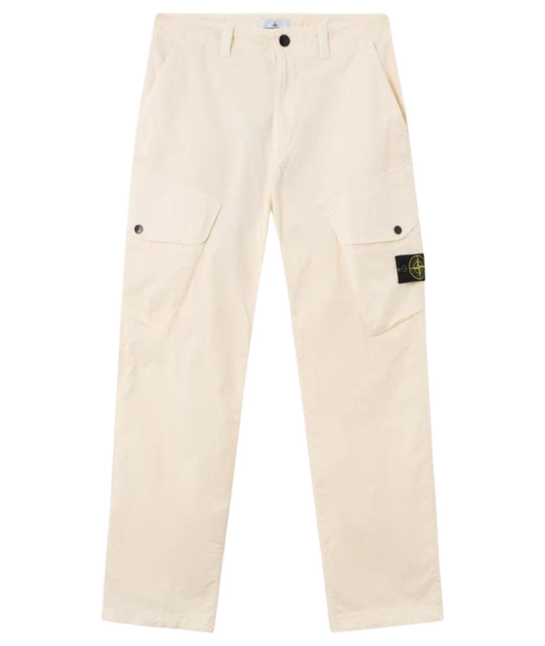 STONE ISLAND Белые хлопковые повседневные брюки, фото 1