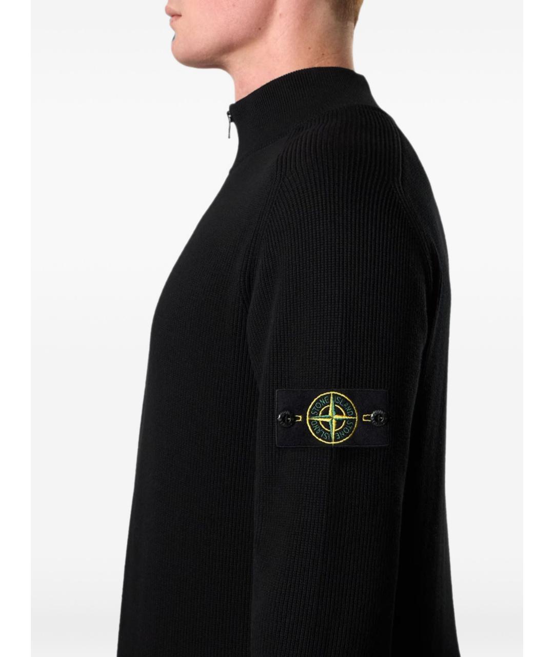 STONE ISLAND Черный хлопковый джемпер / свитер, фото 3