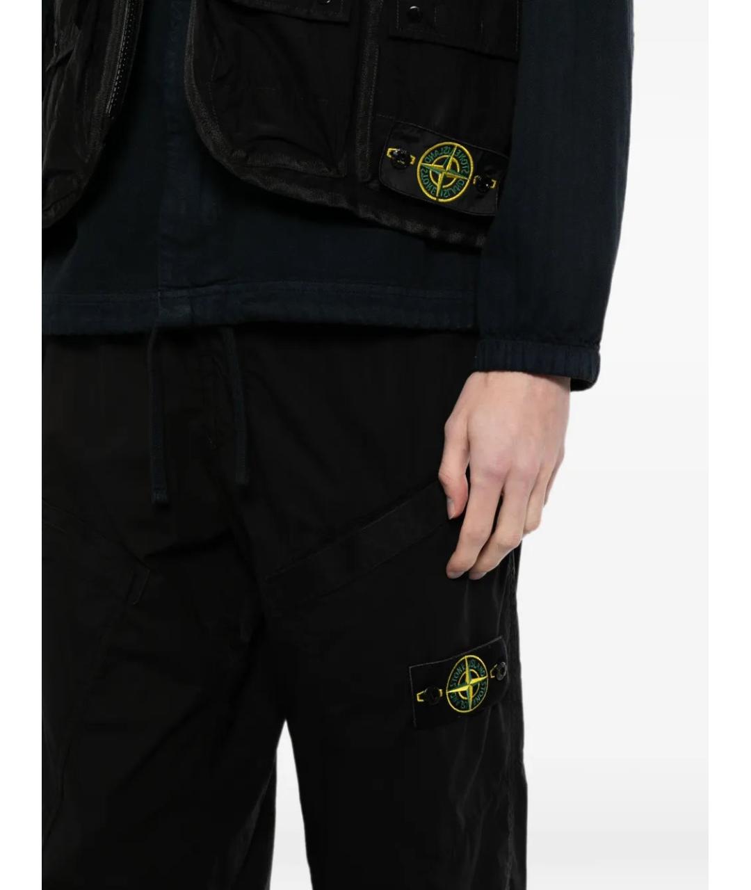 STONE ISLAND Черные хлопковые повседневные брюки, фото 3