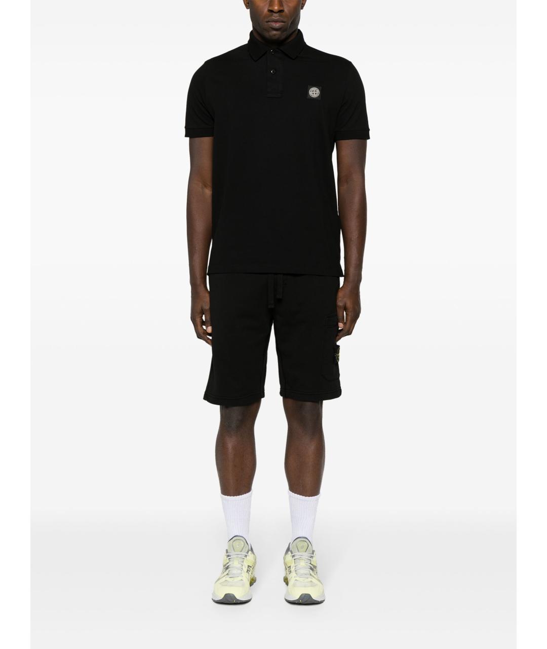STONE ISLAND Черные хлопковые шорты, фото 3