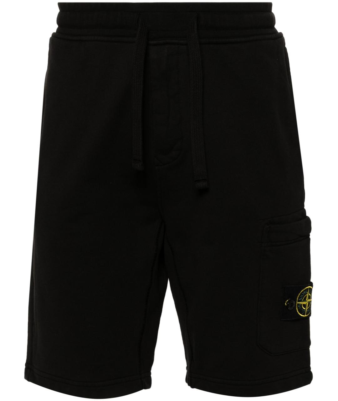 STONE ISLAND Черные хлопковые шорты, фото 1