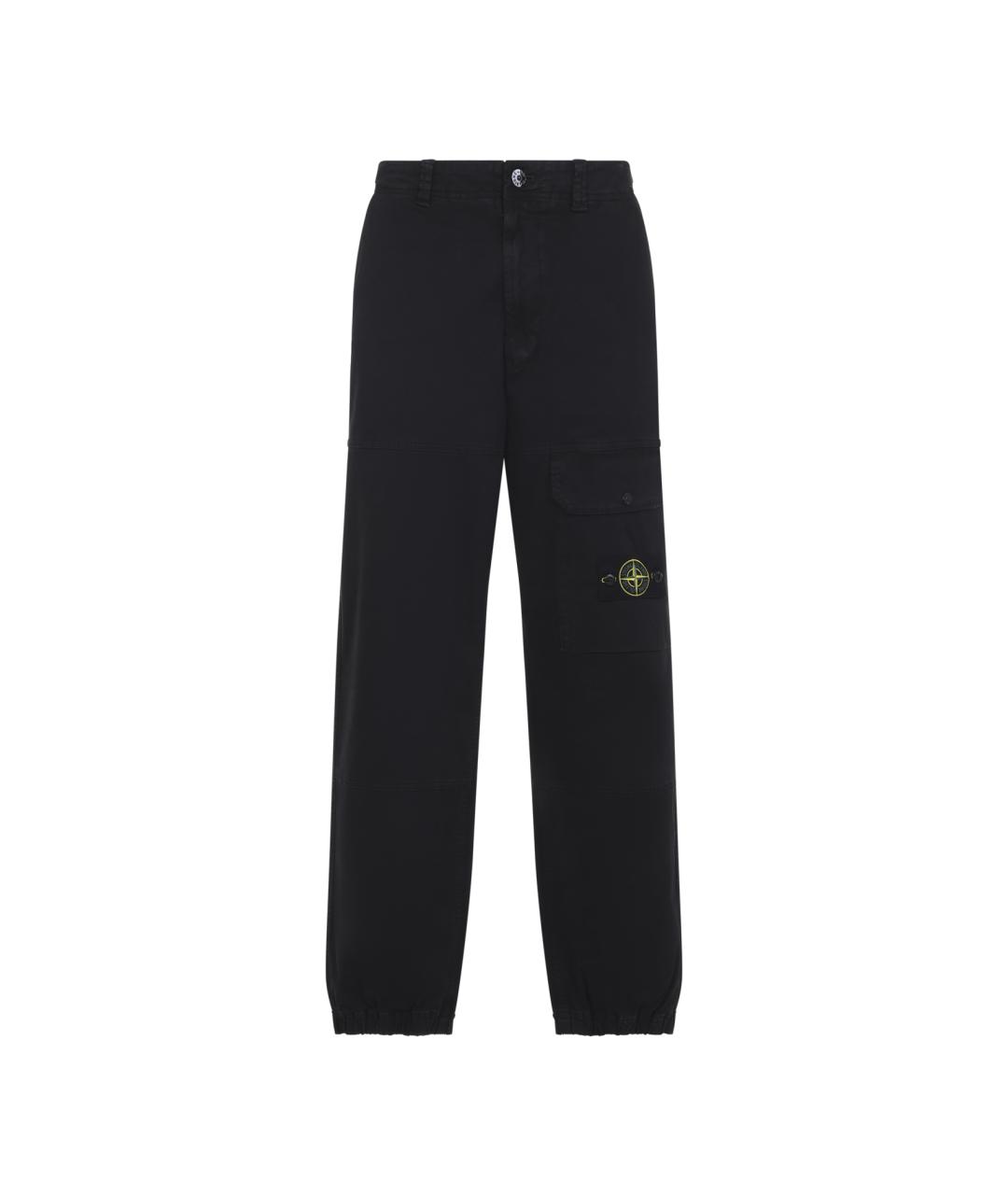STONE ISLAND Черные хлопковые повседневные брюки, фото 1