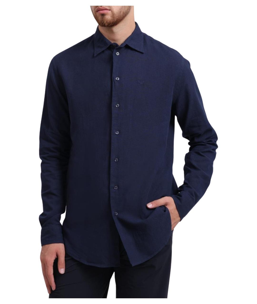 EMPORIO ARMANI Темно-синяя кэжуал рубашка, фото 1
