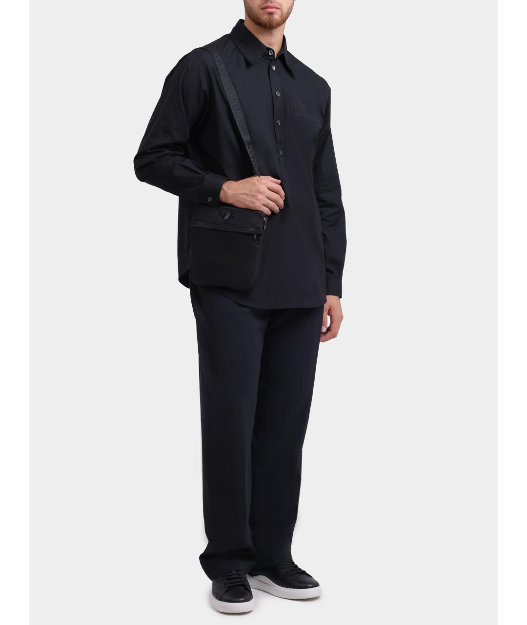 EMPORIO ARMANI Черная хлопковая кэжуал рубашка, фото 2