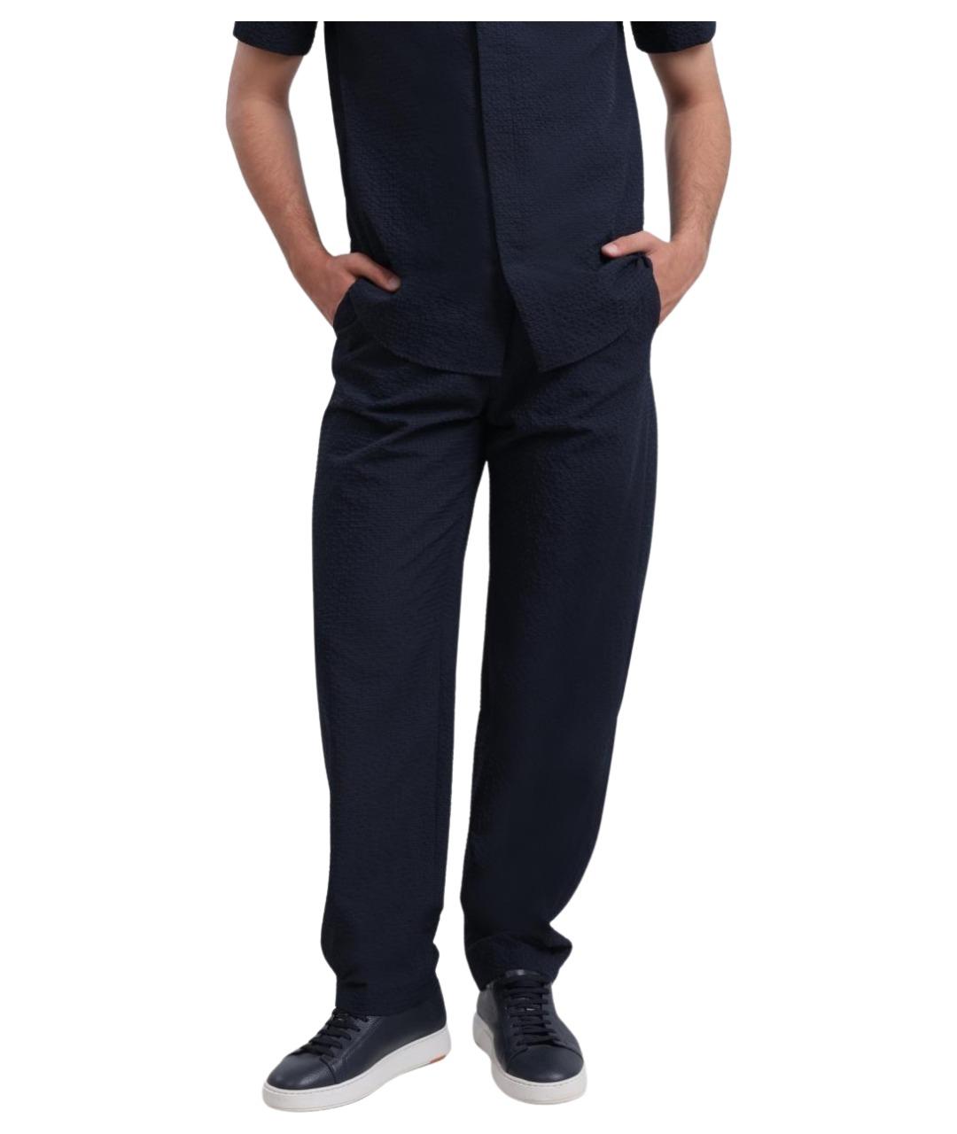 EMPORIO ARMANI Темно-синие повседневные брюки, фото 1