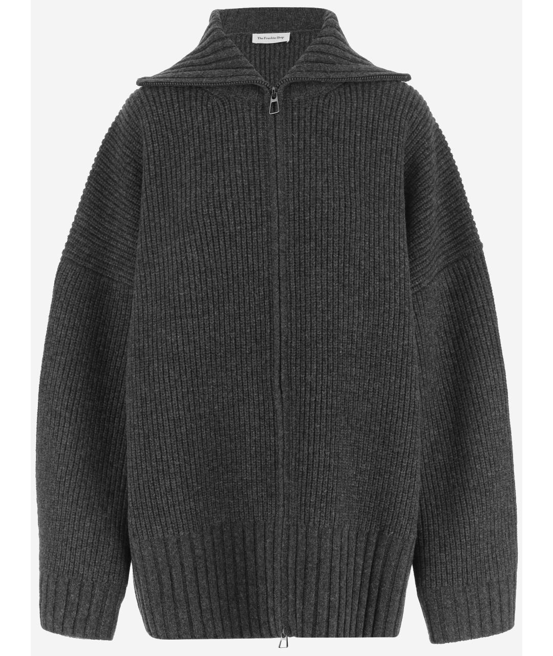 THE FRANKIE SHOP Антрацитовый шерстяной кардиган, фото 4