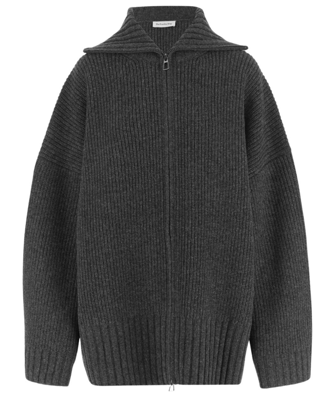 THE FRANKIE SHOP Антрацитовый шерстяной кардиган, фото 1