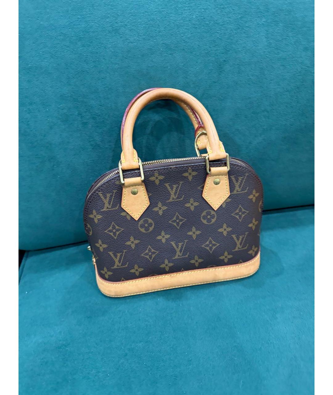 LOUIS VUITTON Коричневая канва сумка с короткими ручками, фото 4