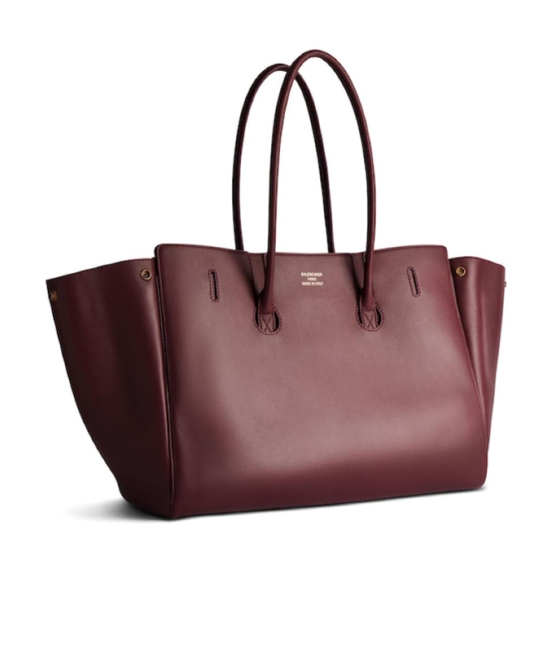 BALENCIAGA Бордовая кожаная сумка тоут, фото 2