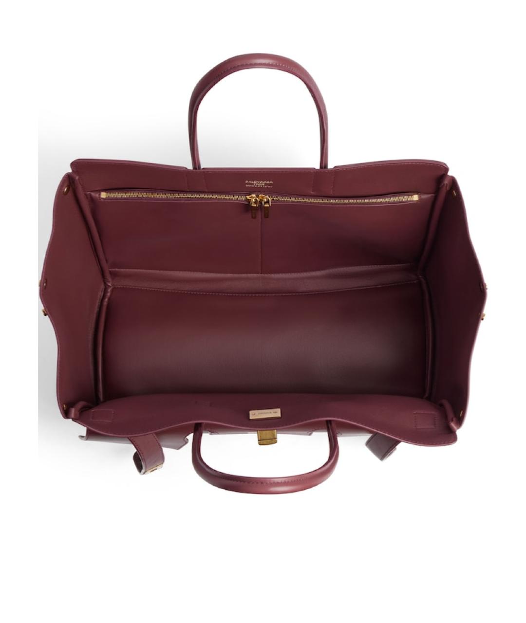 BALENCIAGA Бордовая кожаная сумка тоут, фото 4