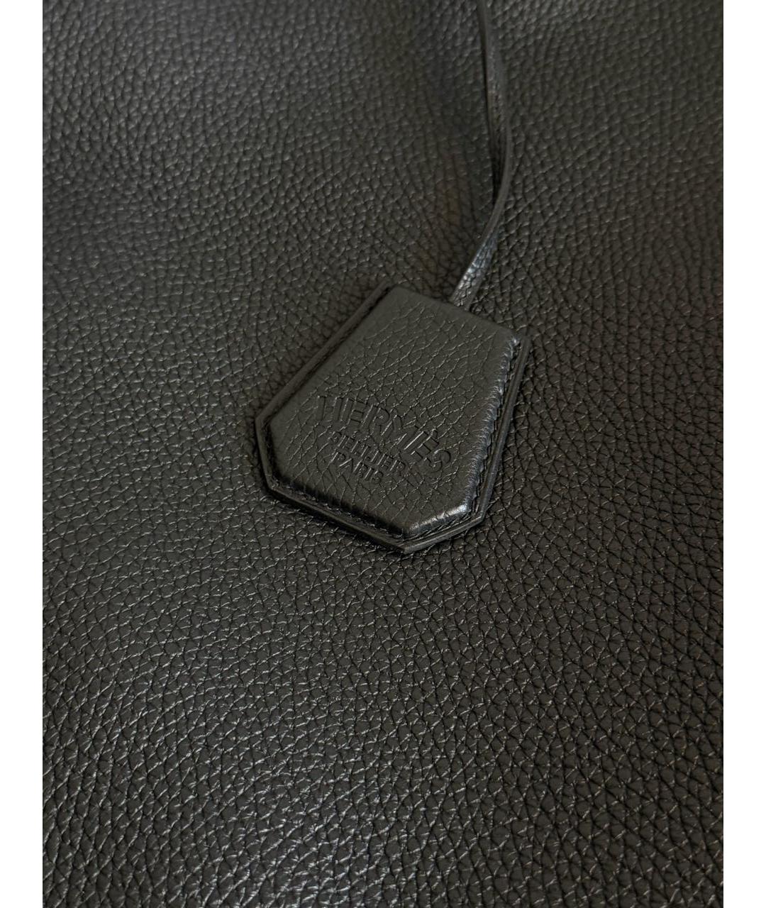 HERMES Черная кожаная сумка тоут, фото 5