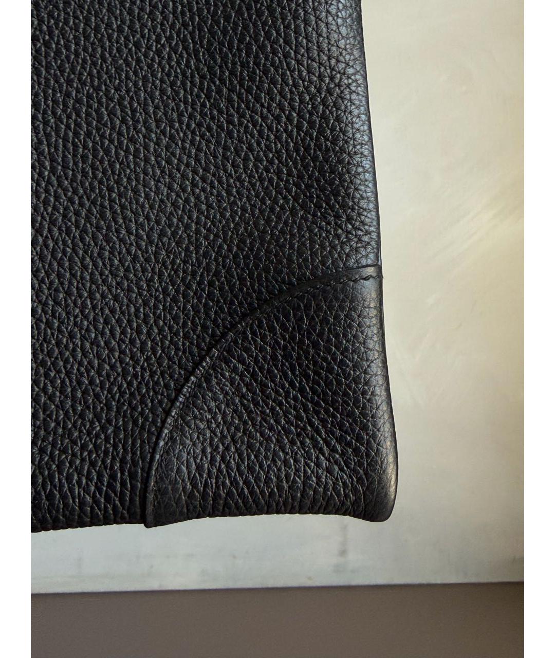 HERMES Черная кожаная сумка тоут, фото 7