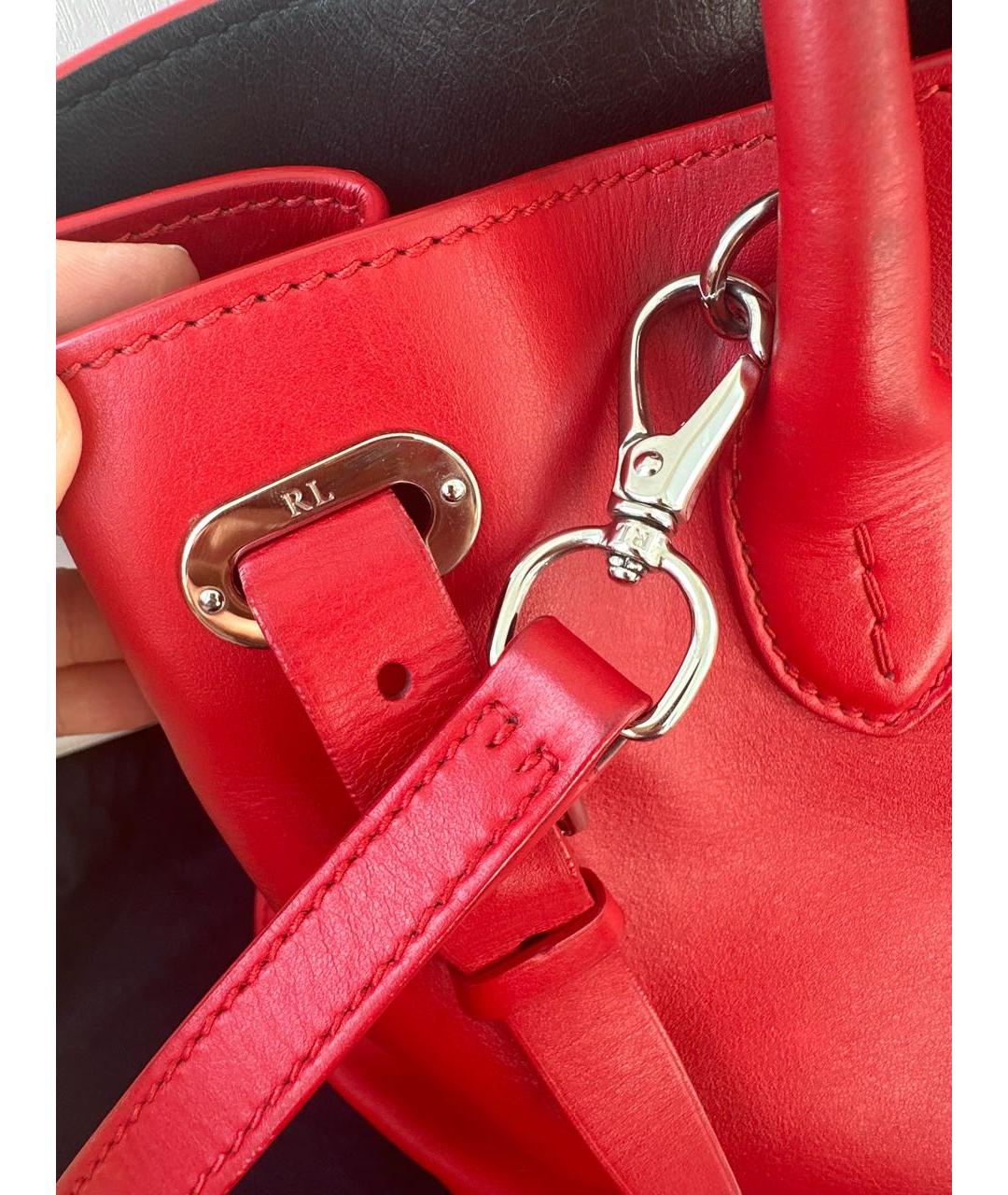 RALPH LAUREN Красная кожаная сумка через плечо, фото 2