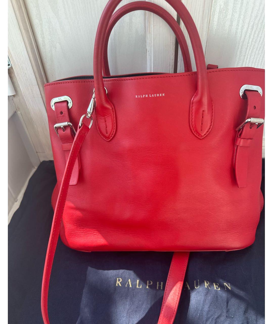 RALPH LAUREN Красная кожаная сумка через плечо, фото 9
