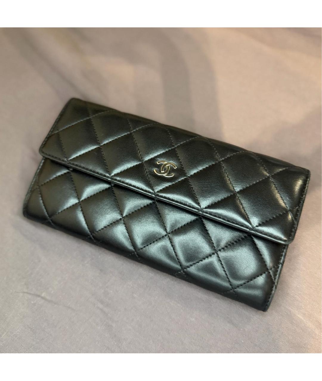 CHANEL Черный кожаный кошелек, фото 3
