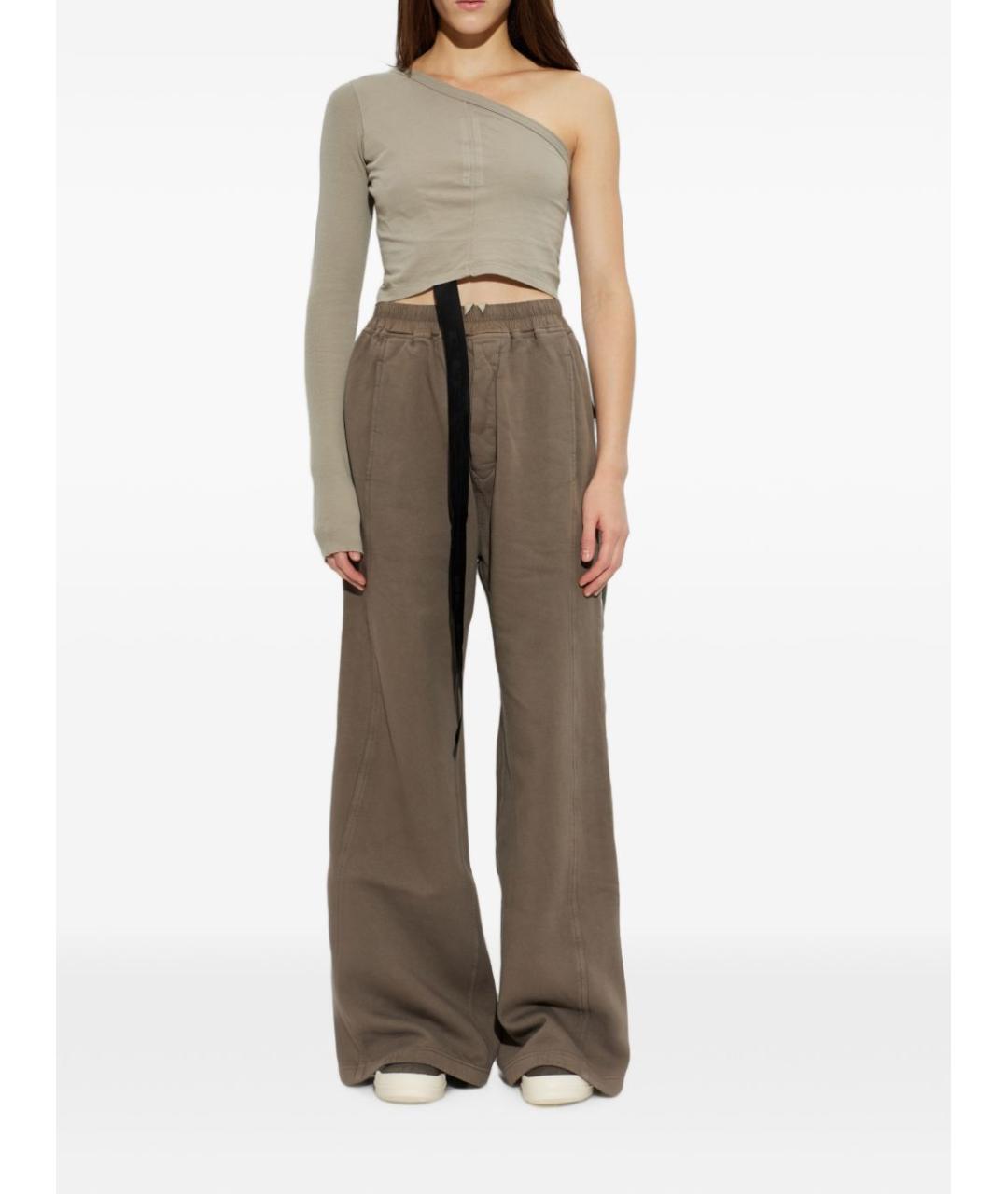 RICK OWENS DRKSHDW Серые хлопковые прямые брюки, фото 2