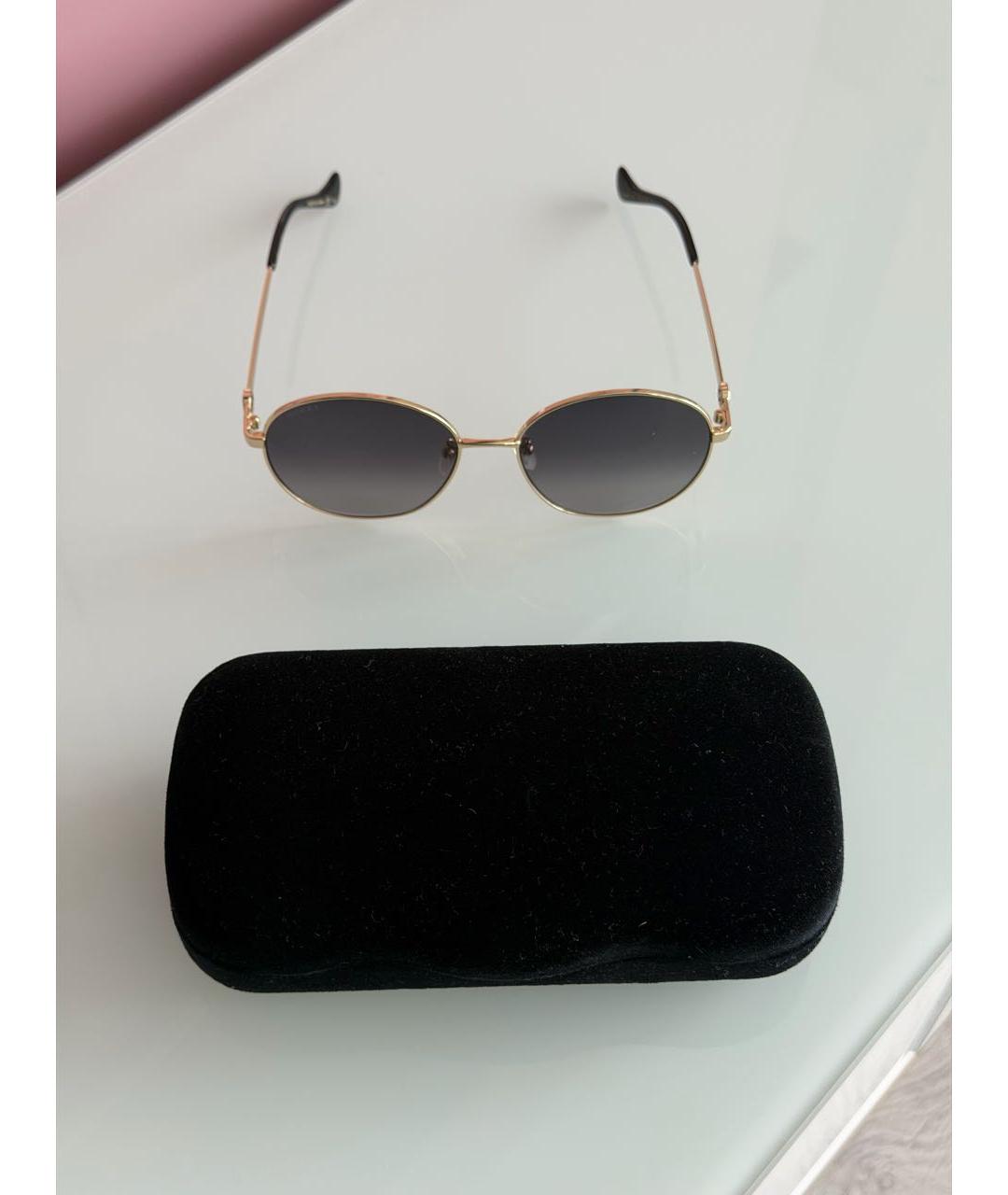 GUCCI Золотые металлические солнцезащитные очки, фото 4