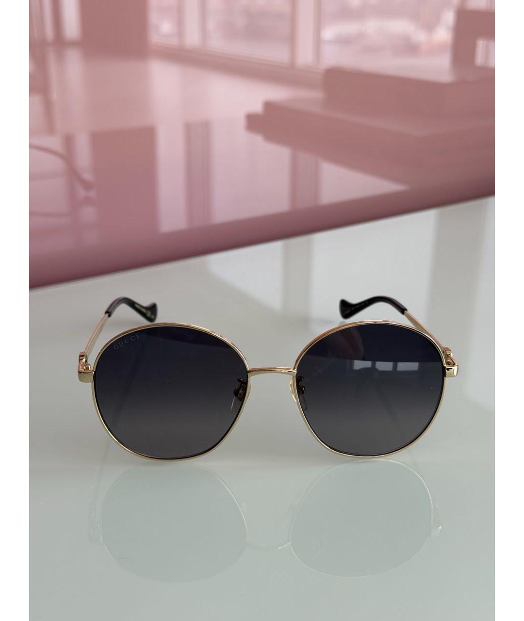GUCCI Золотые металлические солнцезащитные очки, фото 5