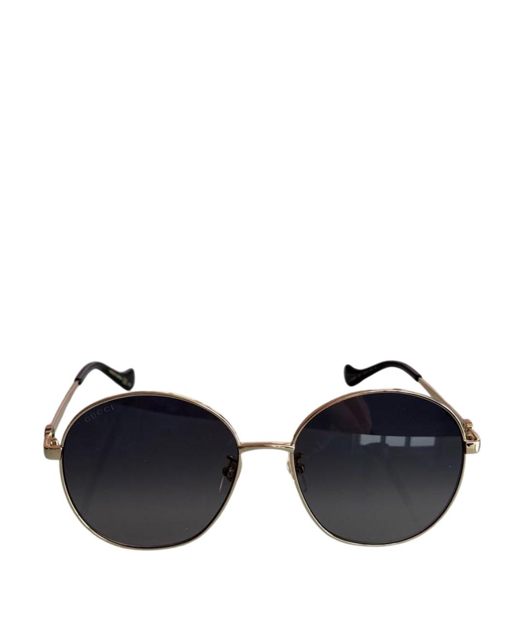 GUCCI Золотые металлические солнцезащитные очки, фото 1