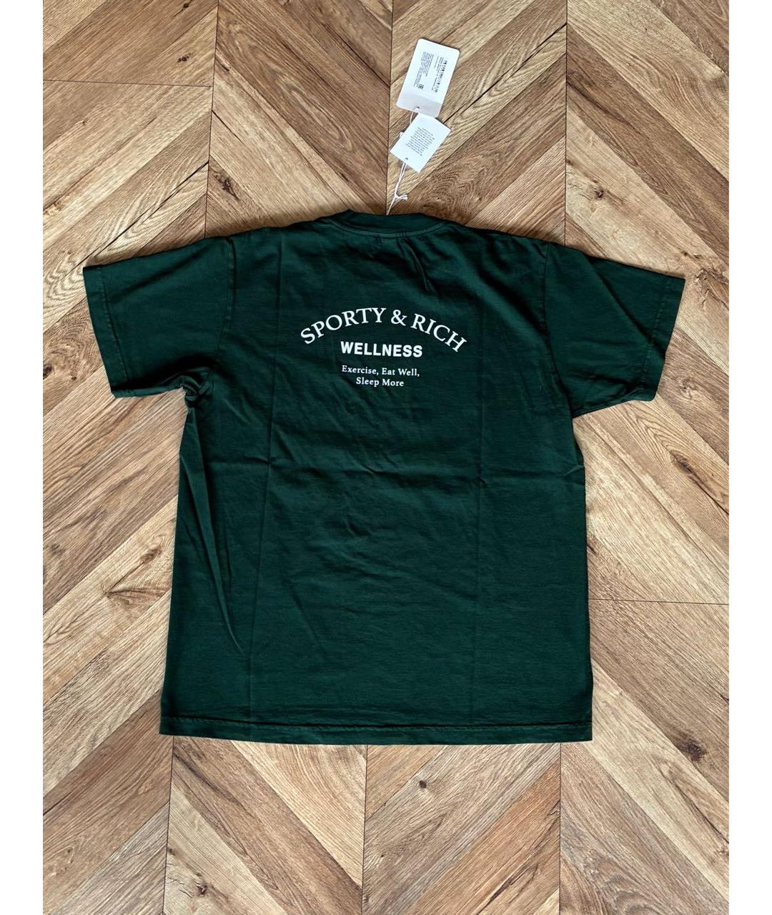 SPORTY AND RICH Зеленая хлопковая футболка, фото 3
