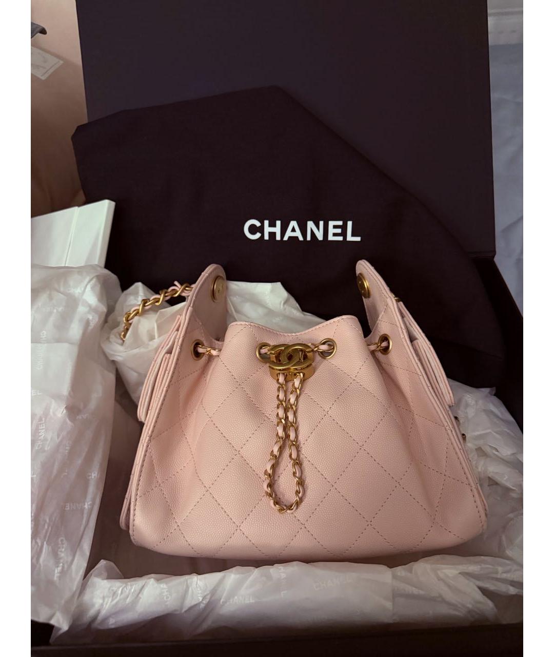 CHANEL Розовая кожаная сумка через плечо, фото 4